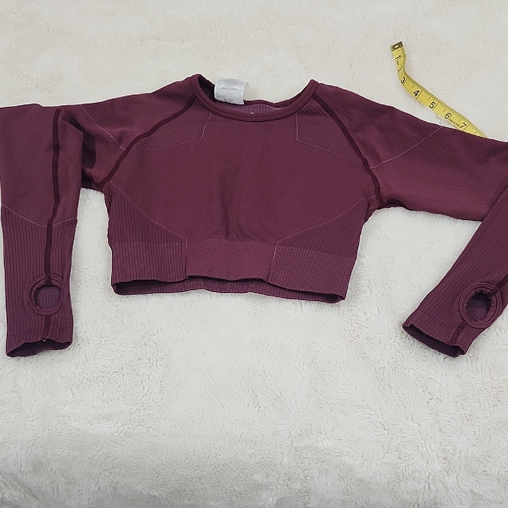 AYBL Maroon Long Sleeve Crop Top